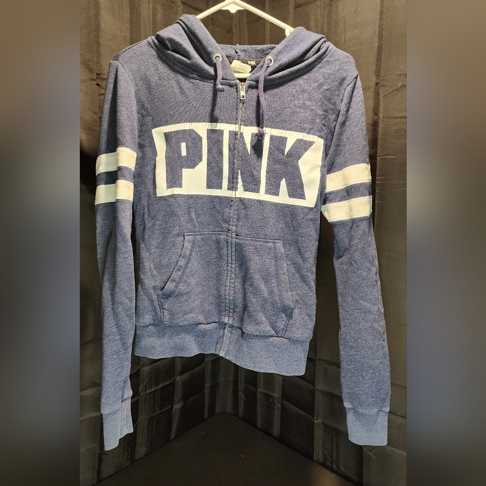 3/$25 Victoria's Secret Lightweight Zip Up Hooded Hoodie Sweatshirt Womens XS